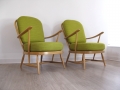 1970s Ercol green armchairs