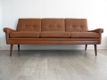 Danish tan leather Skippers sofa