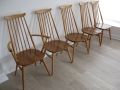 A solid elm set of dining chairs. Lucian Ercolani for Ercol