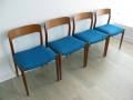 4 1970s JL Moller No. 75 teak dining chairs