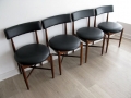 Set of 4 teak & faux leather dining chairs. G Plan