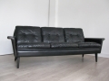 1960s Danish black leather sofa